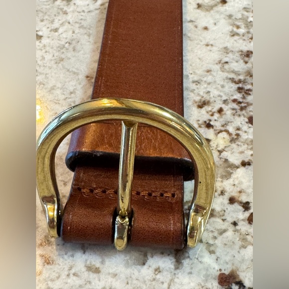 J. Crew Chestnut Leather Belt with Brass Buckle - Picture 3 of 8